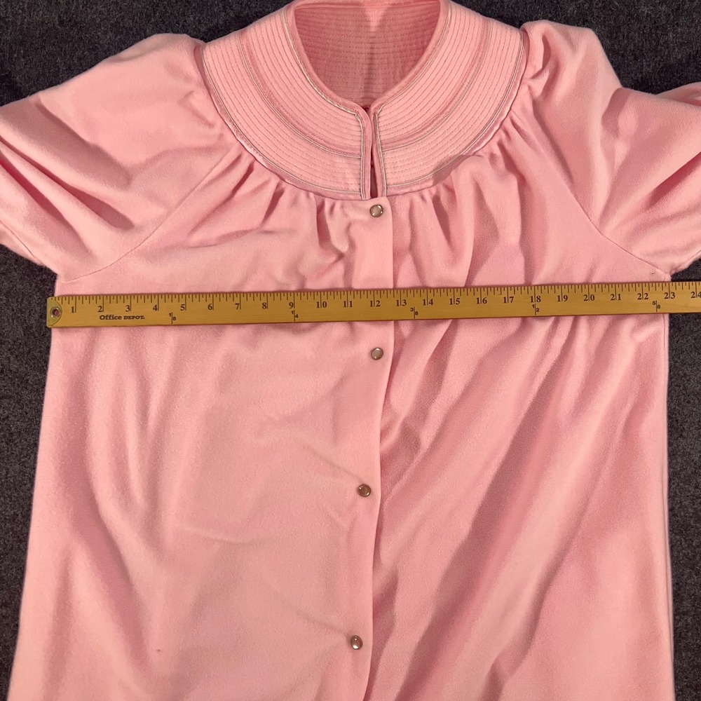 Vintage Robe Womens XL Pink Pearl Snap Front Loungewear Duster Nightgown 70s - Picture 5 of 5